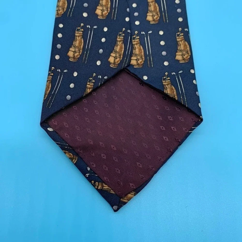 Vintage The Good Life Golf Bag Print Preppy 100% Silk Men's Classic Neck Tie